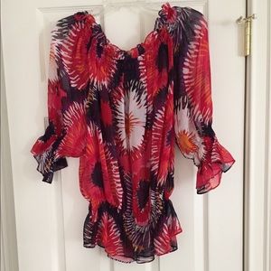 Blouse pink, red, white